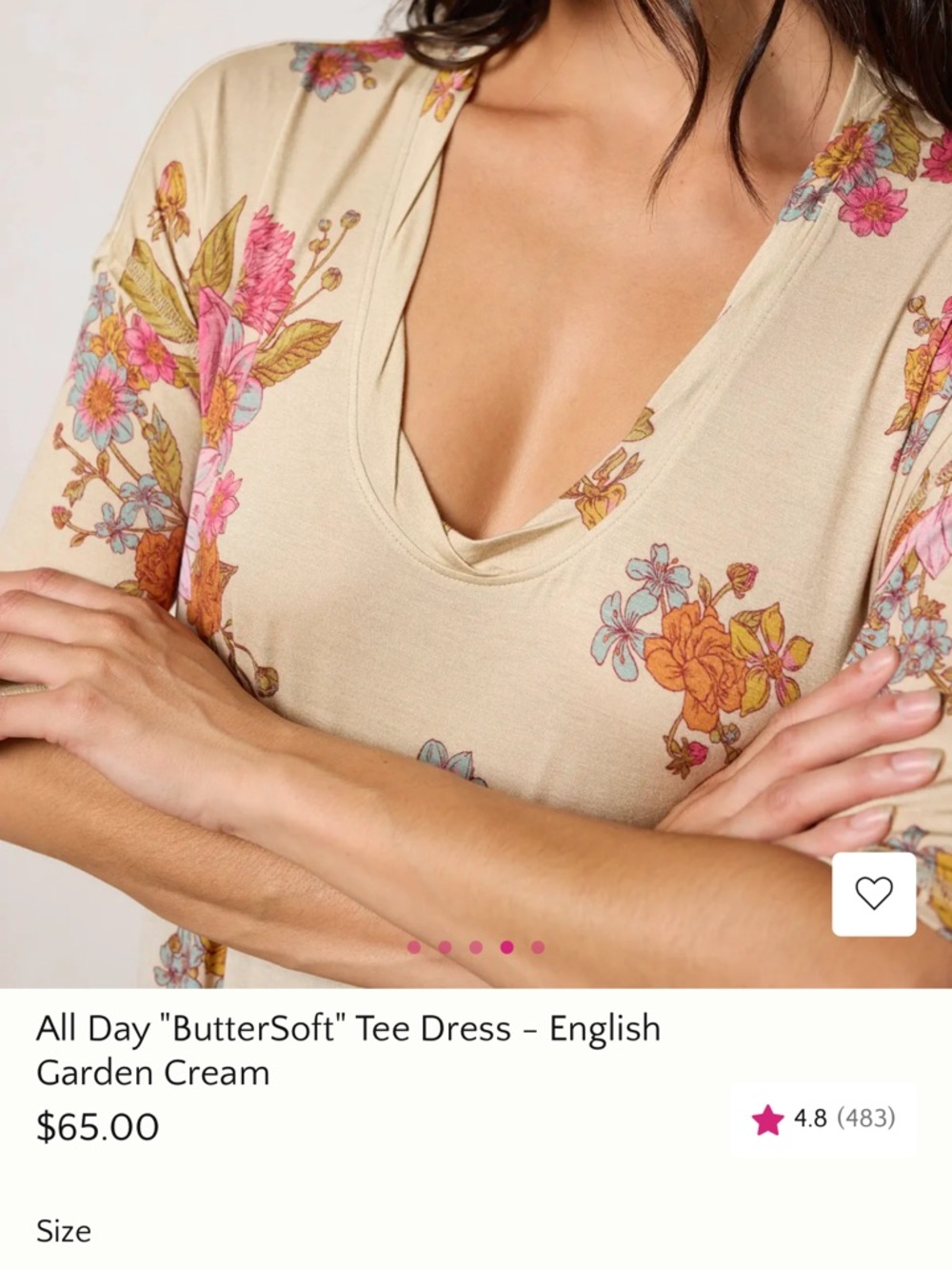 NATURAL LIFE Cream Maxi Dress with Pink Floral Print - Picture 4 of 6